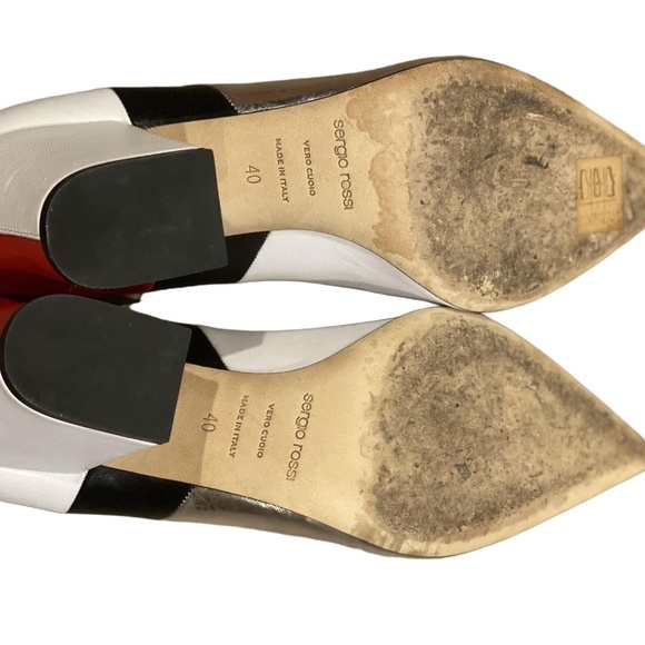 SERGIO ROSSI Color-Block Italian Lamb Goat Leather Emily in Paris Pumps EU 40 - Picture 14 of 16
